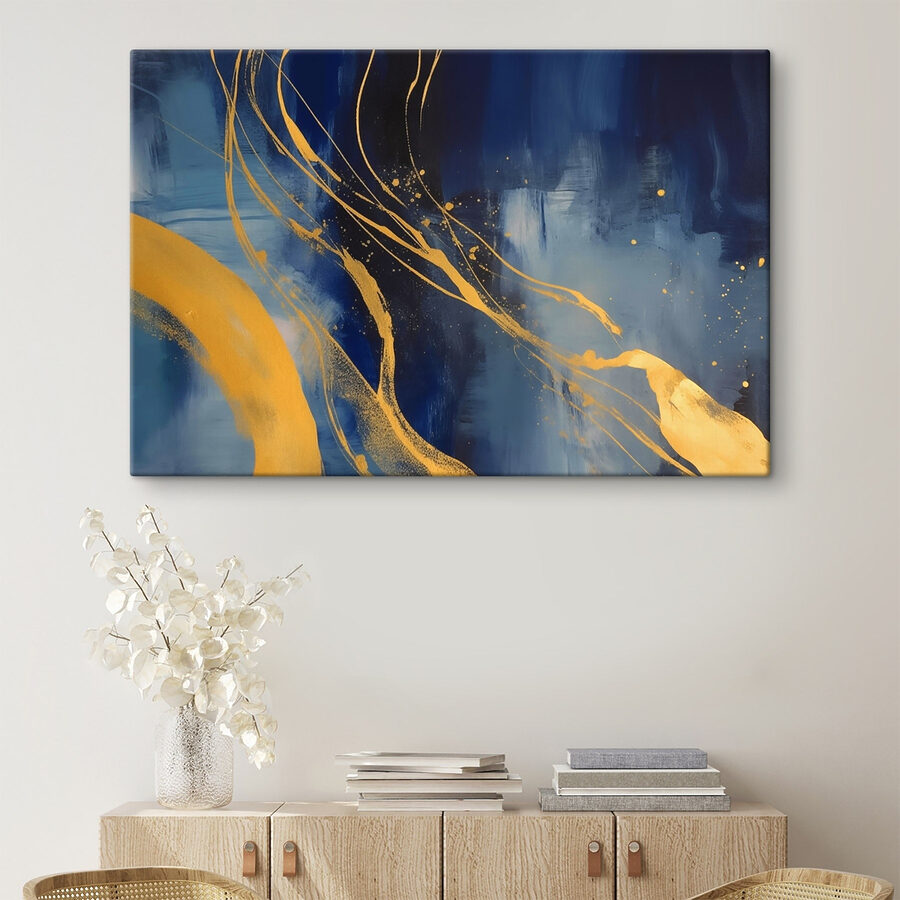 Blauw en geel schilderij
