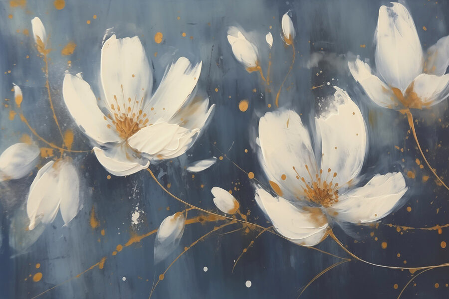 Schilderij van witte bloemen
