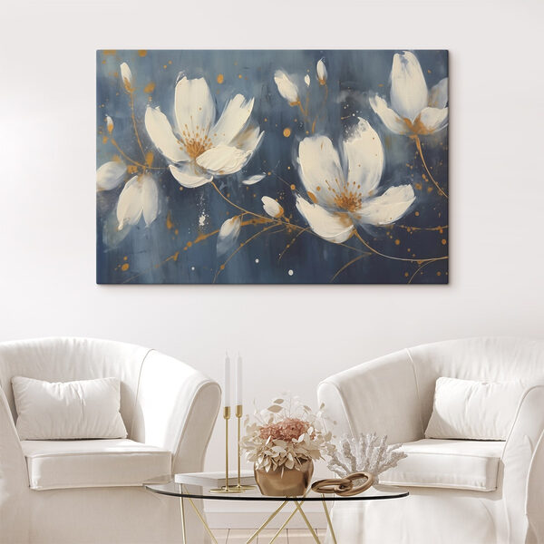 Schilderij van witte bloemen Schilderij van witte bloemen