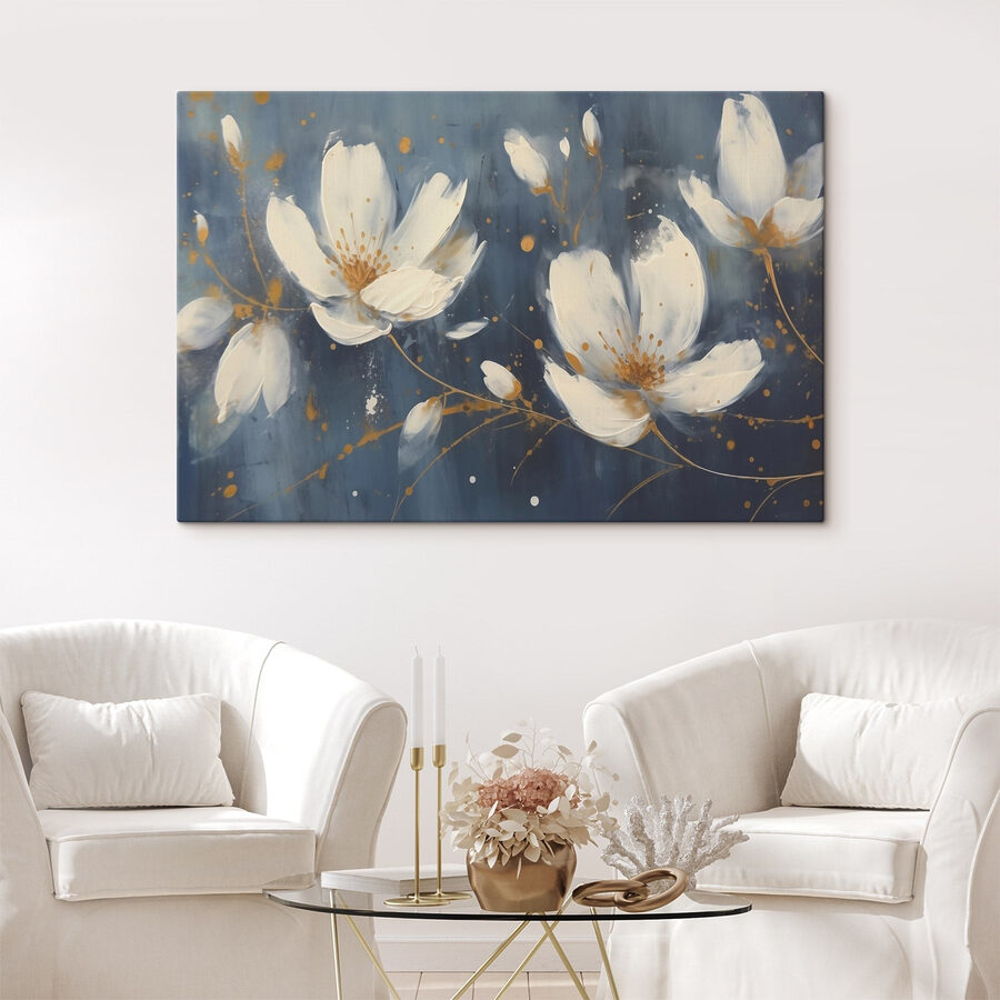 Schilderij van witte bloemen
