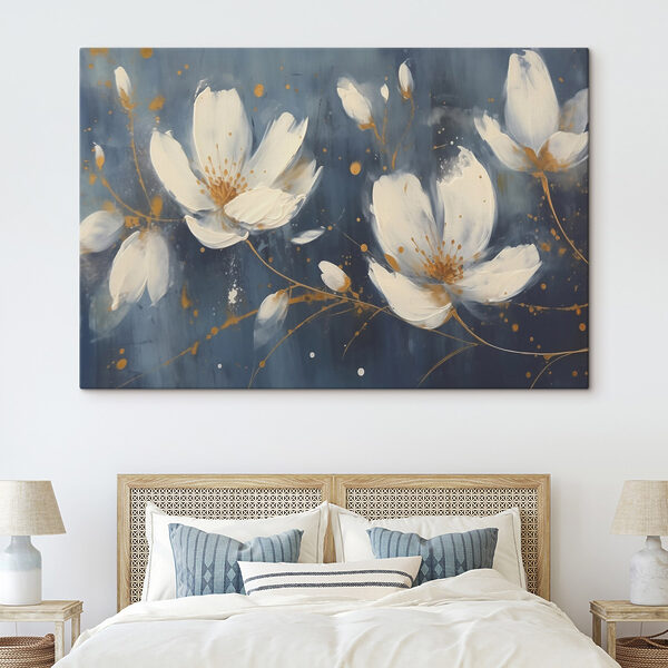 Schilderij van witte bloemen Schilderij van witte bloemen