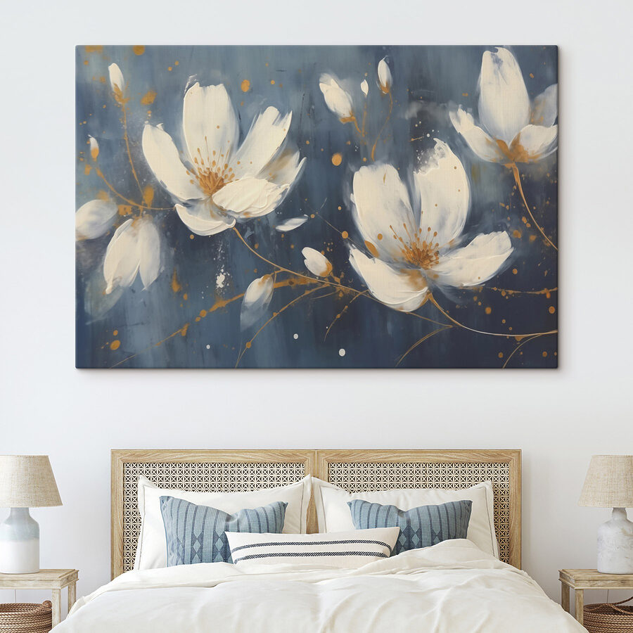 Schilderij van witte bloemen