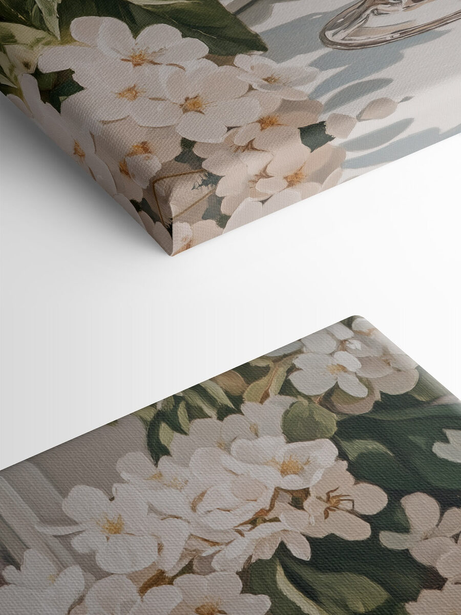 Glas wijn naast bloemen
