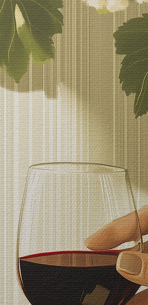 Hand die een glas wijn vasthoudt naast een fles wijn Hand die een glas wijn vasthoudt naast een fles wijn