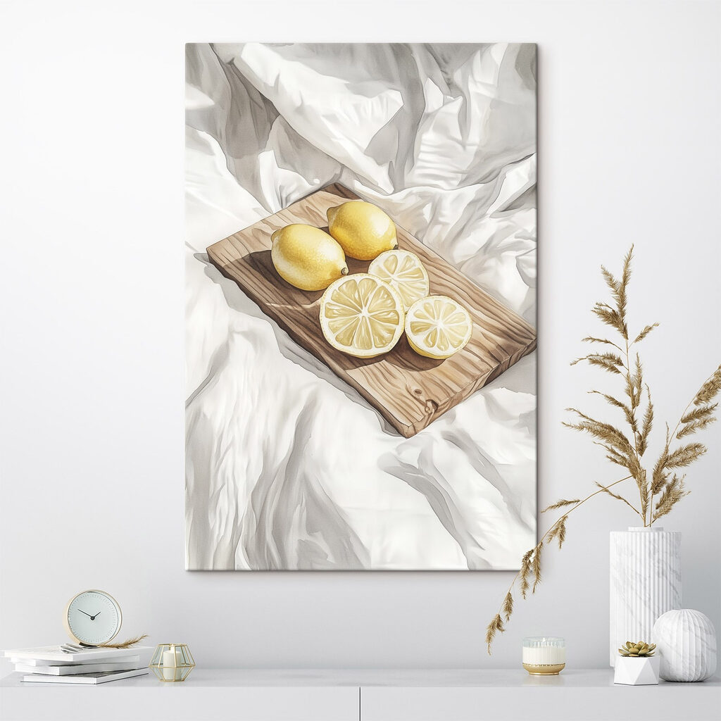 Lemons and slices on a wooden board Lemons and slices on a wooden board