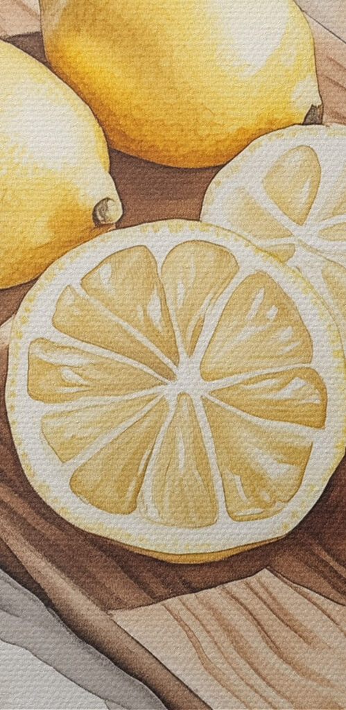 Lemons and slices on a wooden board Lemons and slices on a wooden board
