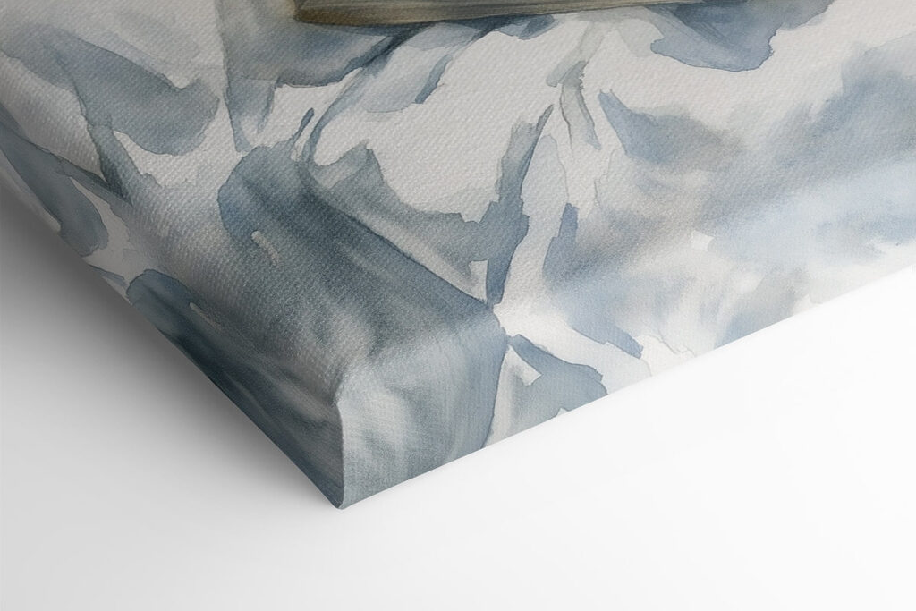 Watercolor painting of two glasses of ice tea and a book on a blanket on a beach