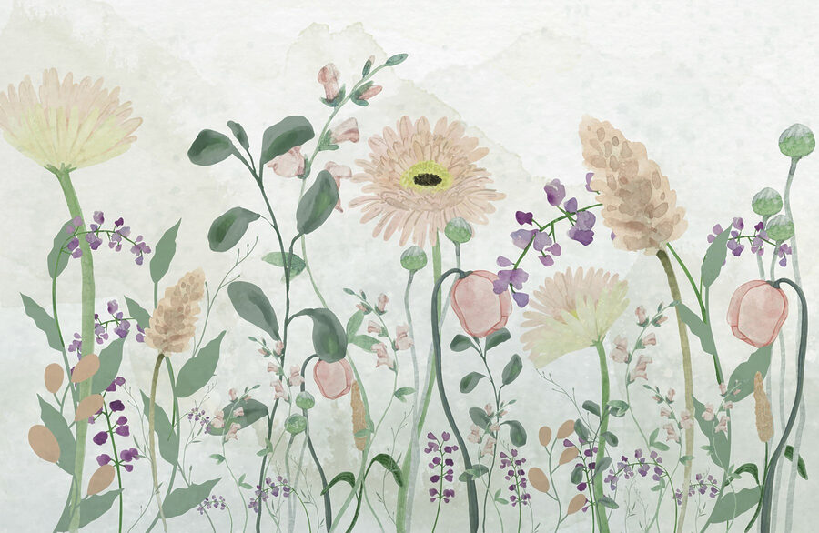 Schilderij van bloemen en bladeren