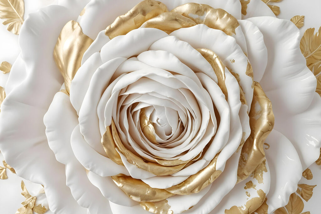 Exquisite floral artistry in white and gold
