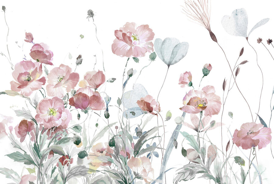 Schilderij van roze bloemen