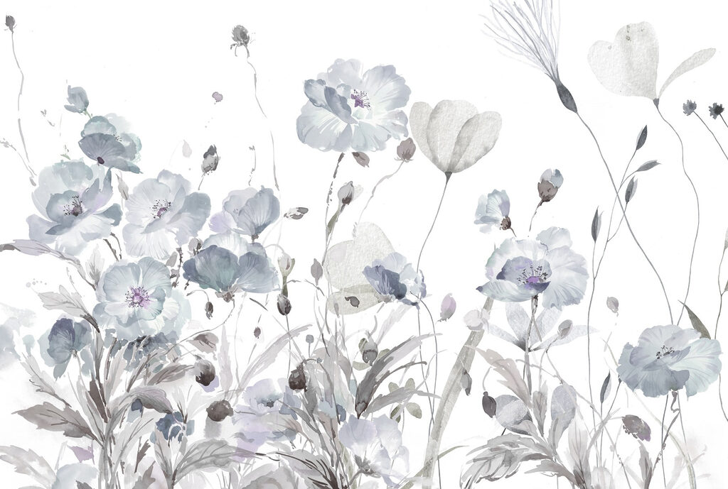 Schilderij van bloemen op een witte achtergrond Schilderij van bloemen op een witte achtergrond