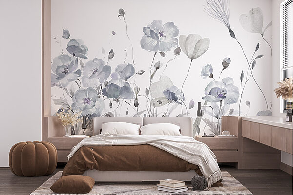 Schilderij van bloemen op een witte achtergrond Schilderij van bloemen op een witte achtergrond