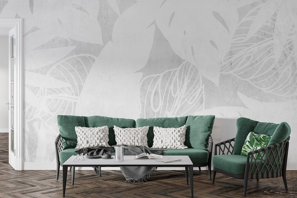 White background with leaves