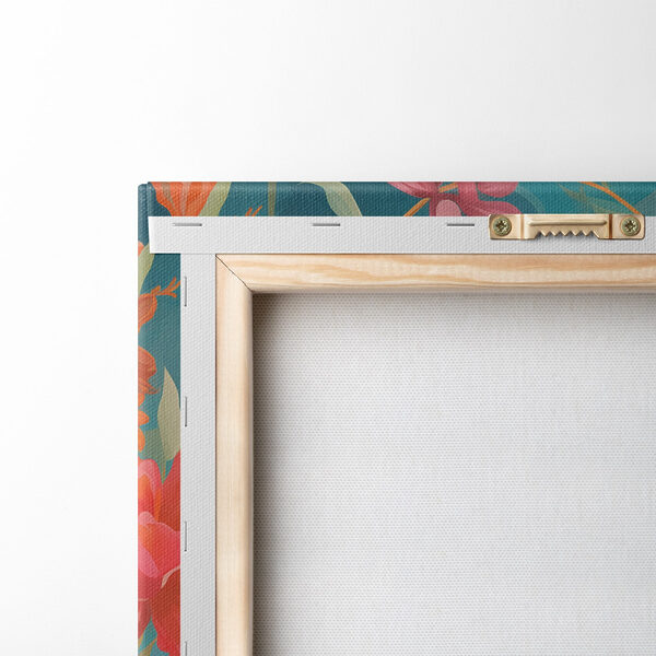 Schilderij van een tijger omringd door bloemen Schilderij van een tijger omringd door bloemen