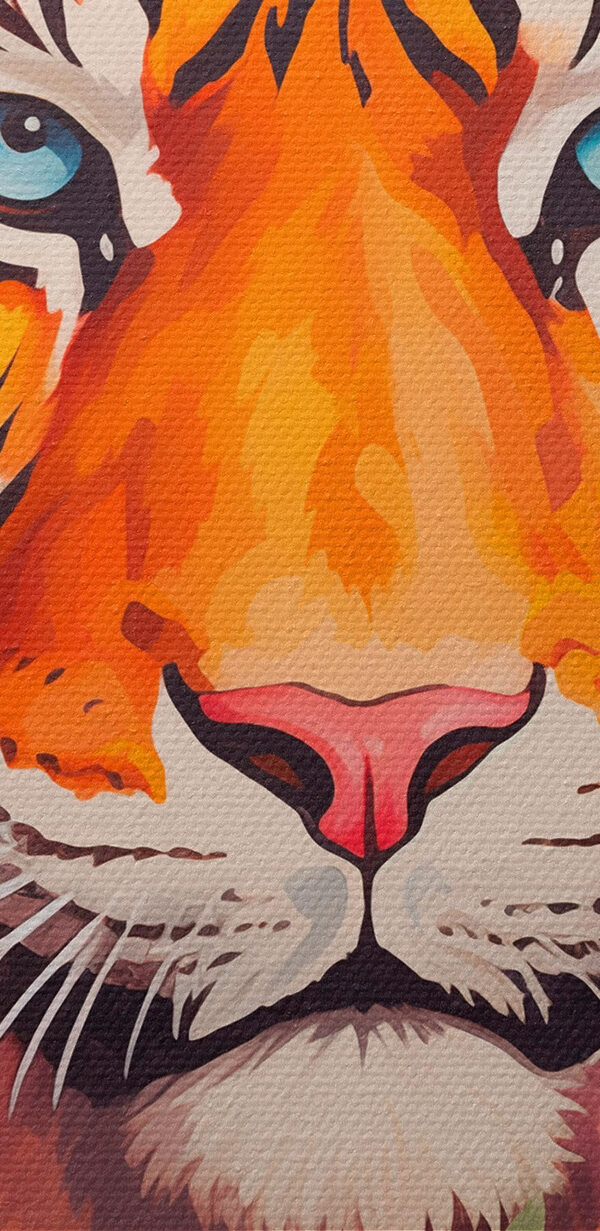 Schilderij van een tijger omringd door bloemen Schilderij van een tijger omringd door bloemen