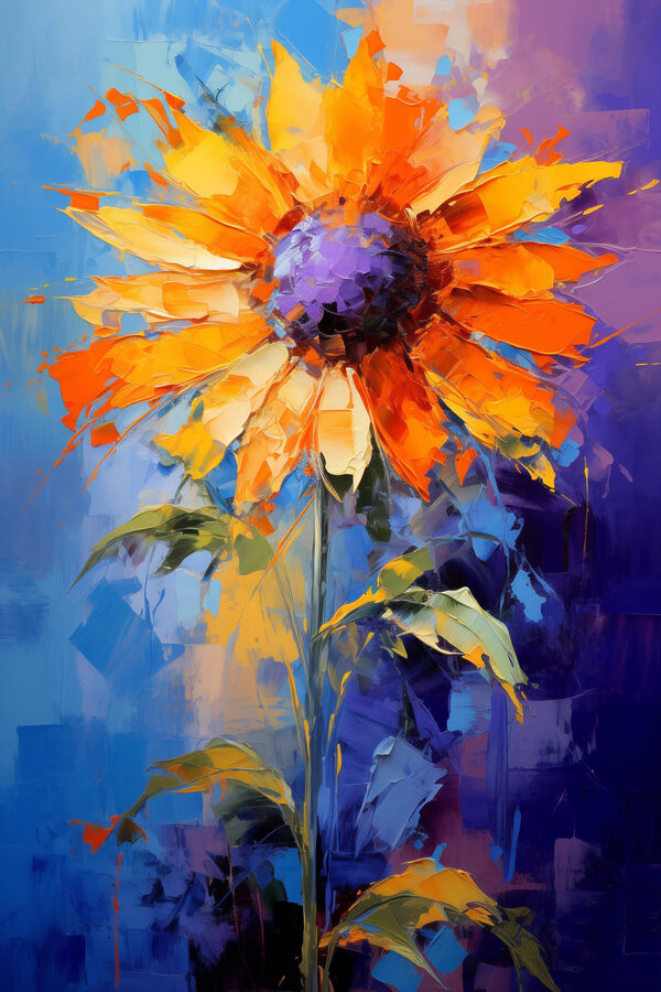 Schilderij van een zonnebloem Schilderij van een zonnebloem