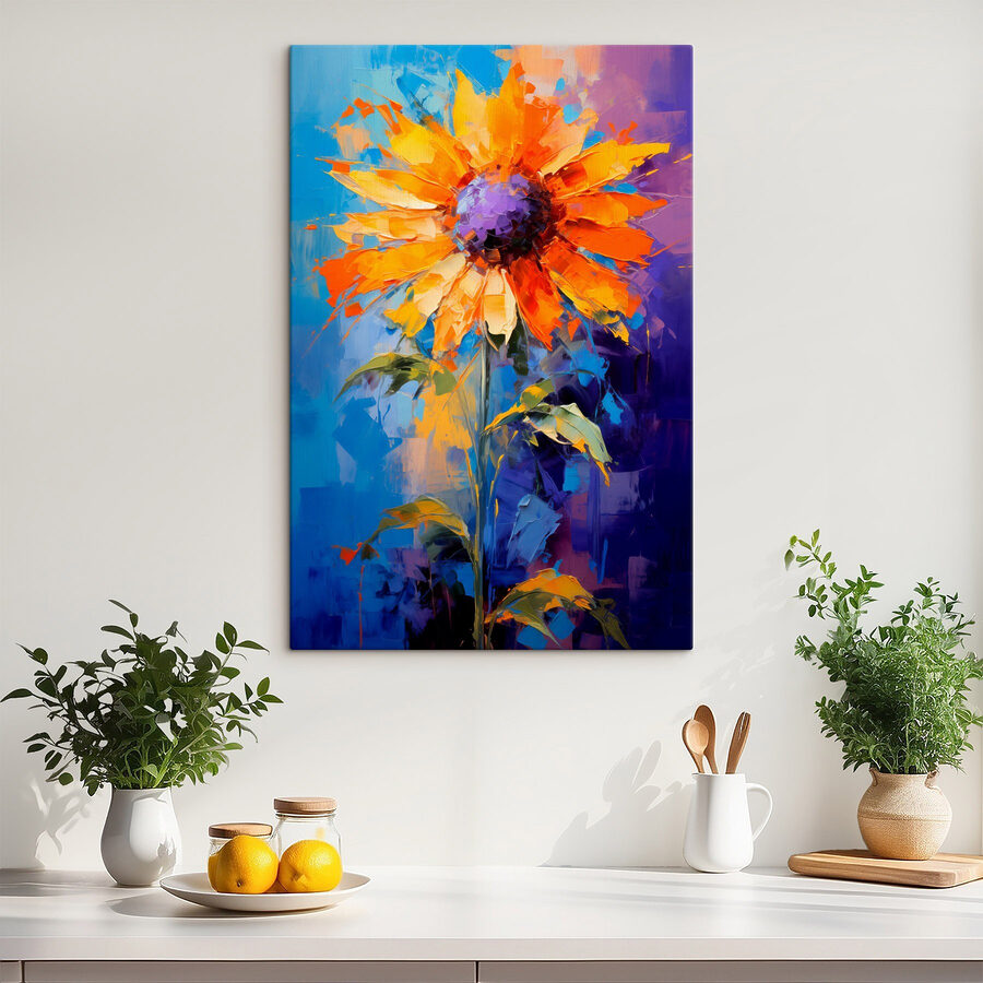Schilderij van een zonnebloem Schilderij van een zonnebloem