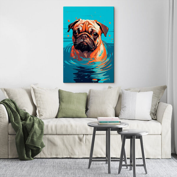 Hond in water met bubbels Hond in water met bubbels
