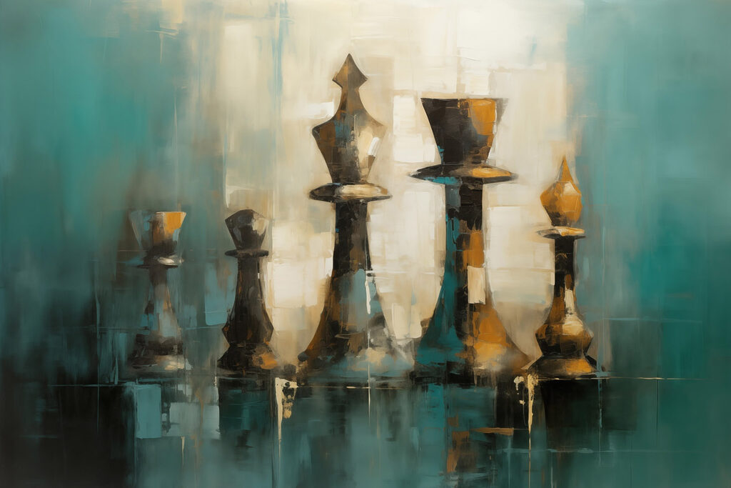 Painting of chess pieces Painting of chess pieces
