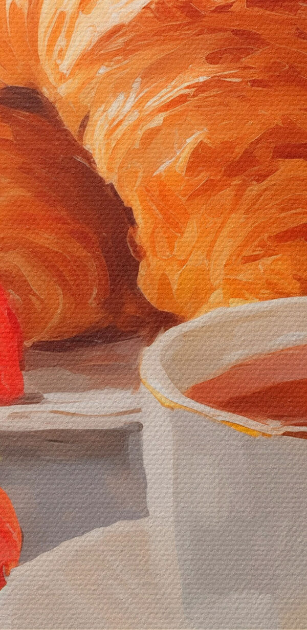 Croissant en aardbeien op een bord Croissant en aardbeien op een bord