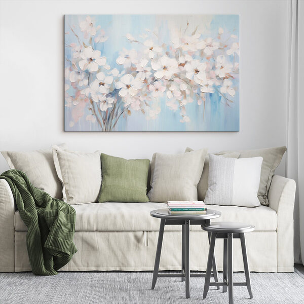 Schilderij van witte bloemen Schilderij van witte bloemen