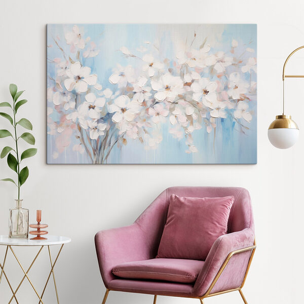Schilderij van witte bloemen Schilderij van witte bloemen
