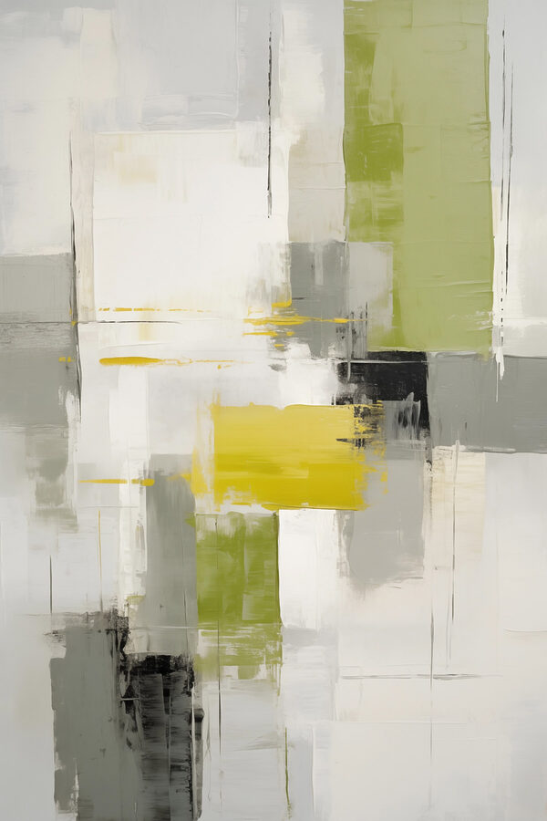 Schilderij van een grijze en gele kunst Schilderij van een grijze en gele kunst