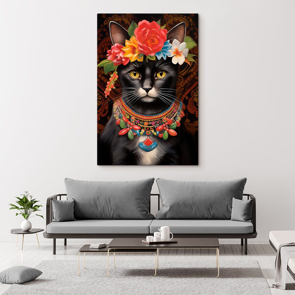 Kat met bloemenkroon Kat met bloemenkroon