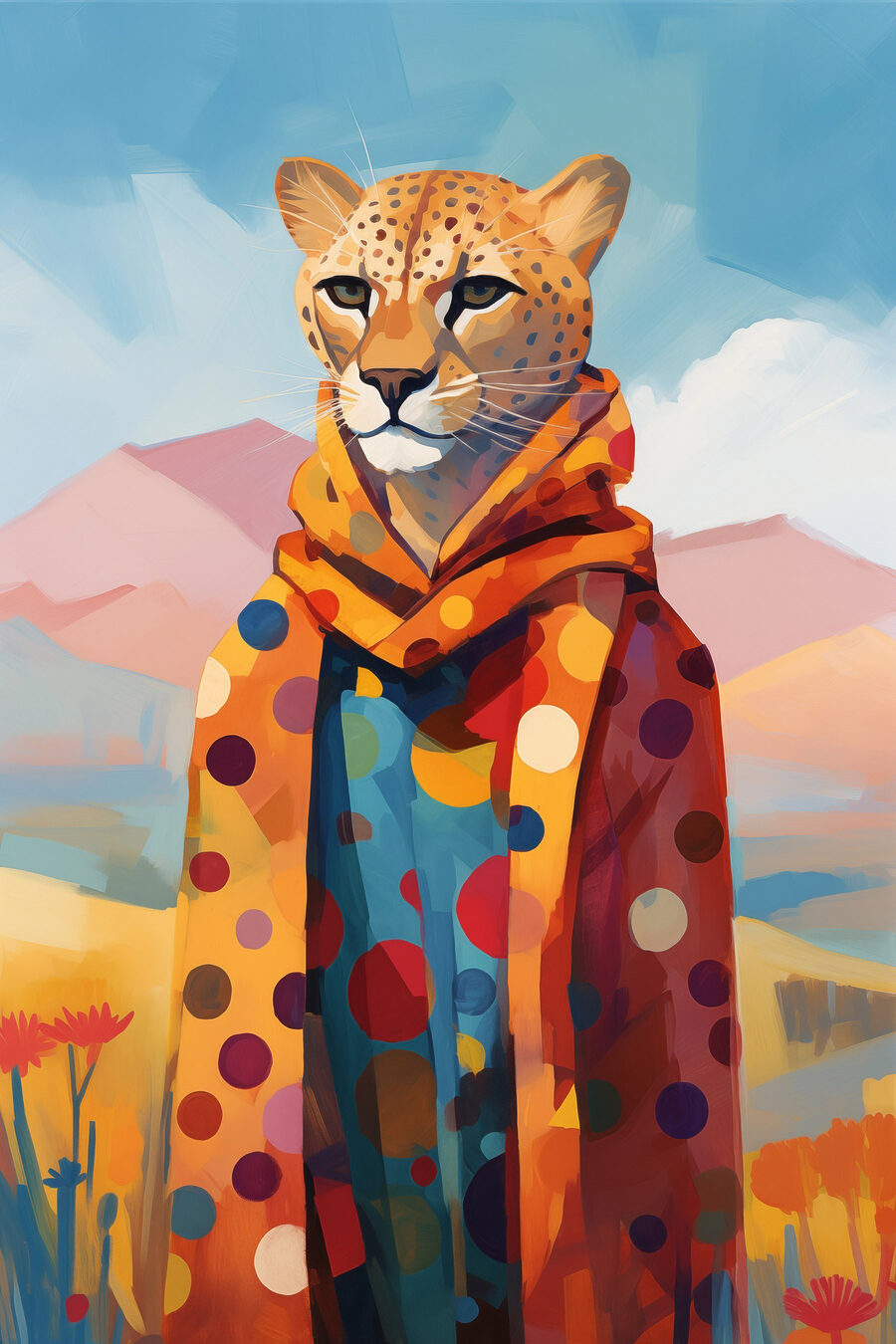 Cheetah met sjaal