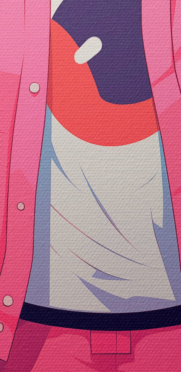 Persoon die een roze hoodie en een roze jas draagt Persoon die een roze hoodie en een roze jas draagt