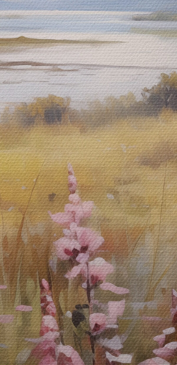 Bloemenveld bij een meer Bloemenveld bij een meer
