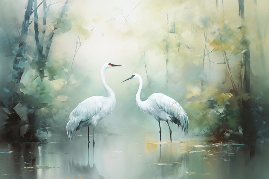 Paar witte vogels in een vijver