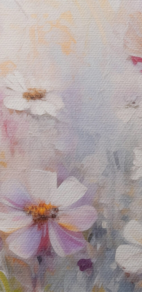 Painting of flowers in a field