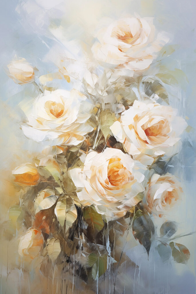 Painting of white roses