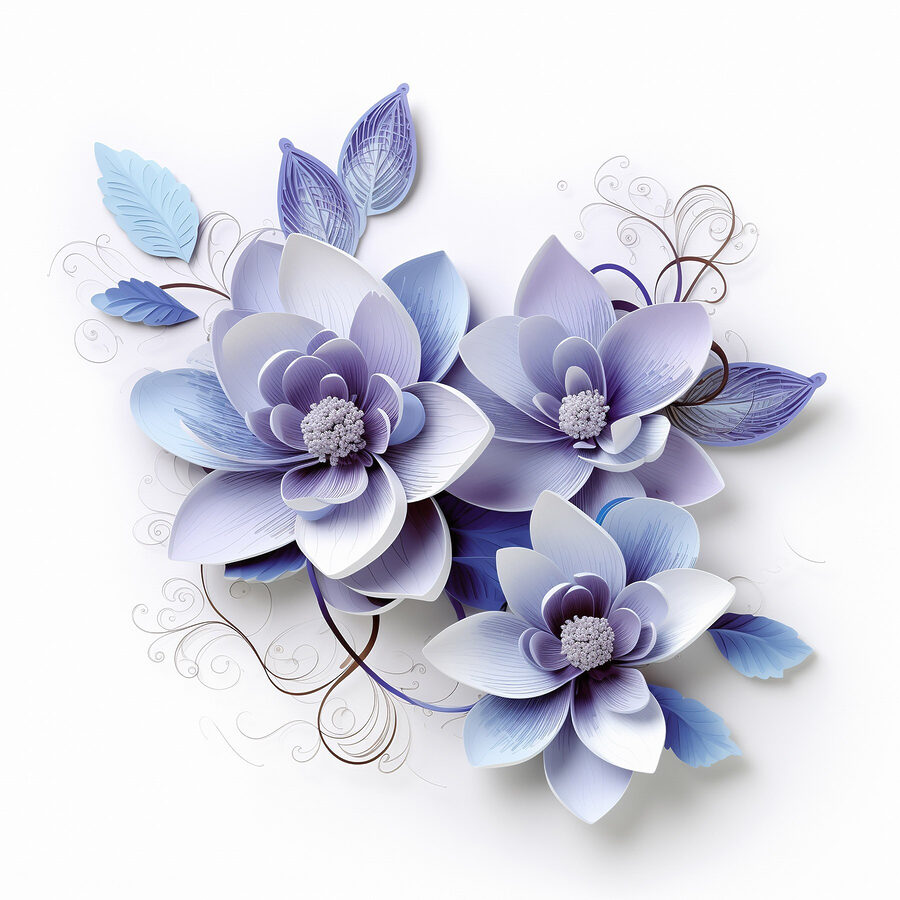 Groep bloemen met bladeren