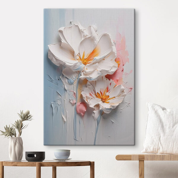 Schilderij van bloemen op een muur Schilderij van bloemen op een muur