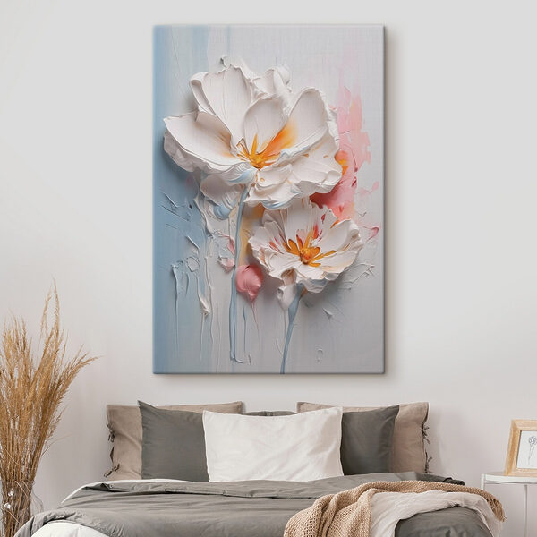 Schilderij van bloemen op een muur Schilderij van bloemen op een muur