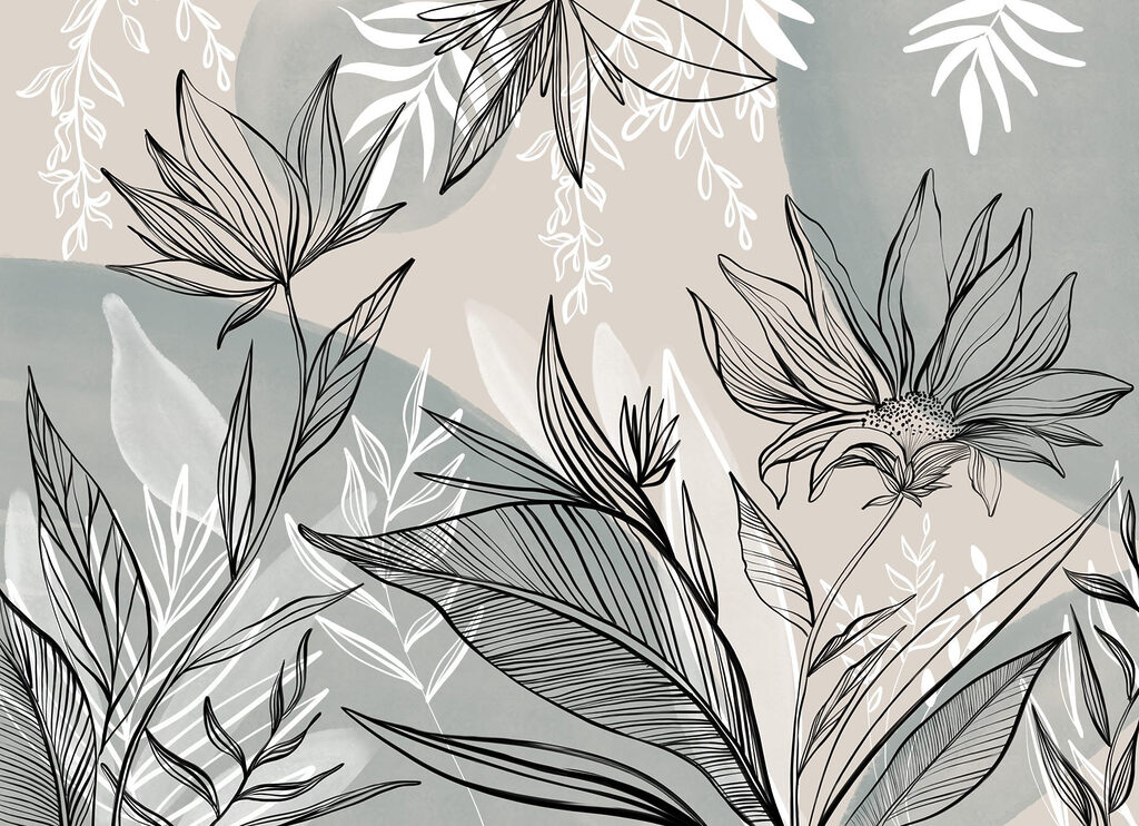 Tekening van bloemen en bladeren Tekening van bloemen en bladeren