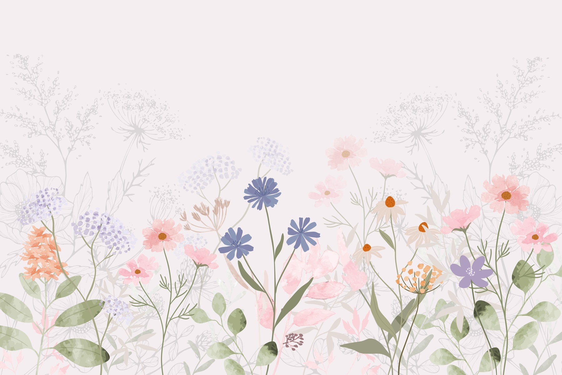 Delicate bloemen in zachte pasteltinten w03293p - Delicate bloemen in zachte pasteltinten