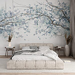 Boom met blauwe bladeren Fotobehang Boom met blauwe bladeren