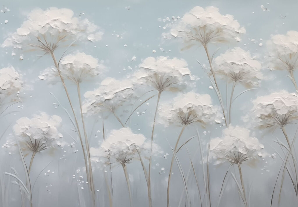 Painting of flowers on a blue background Painting of flowers on a blue background