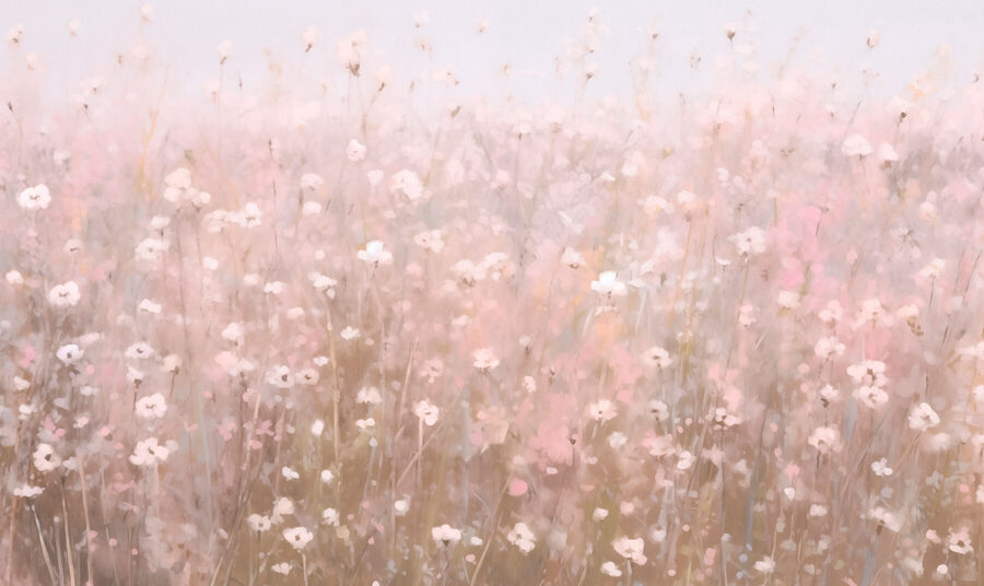 Veld met roze bloemen