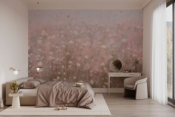 Veld met roze bloemen Veld met roze bloemen