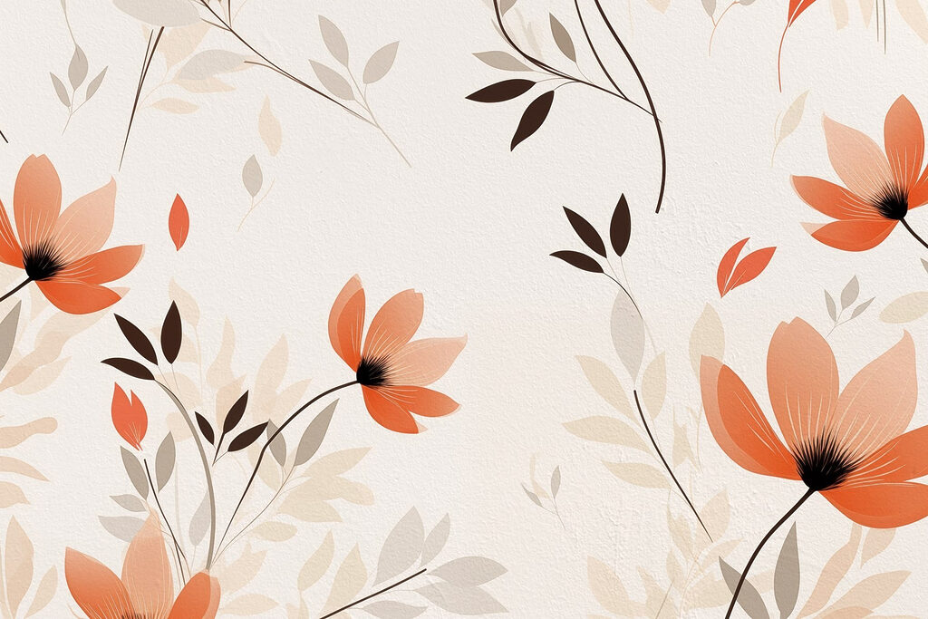 Behang met bloemen en bladeren Behang met bloemen en bladeren