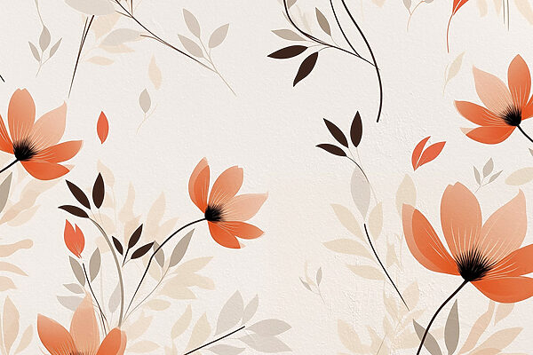 Behang met bloemen en bladeren Behang met bloemen en bladeren