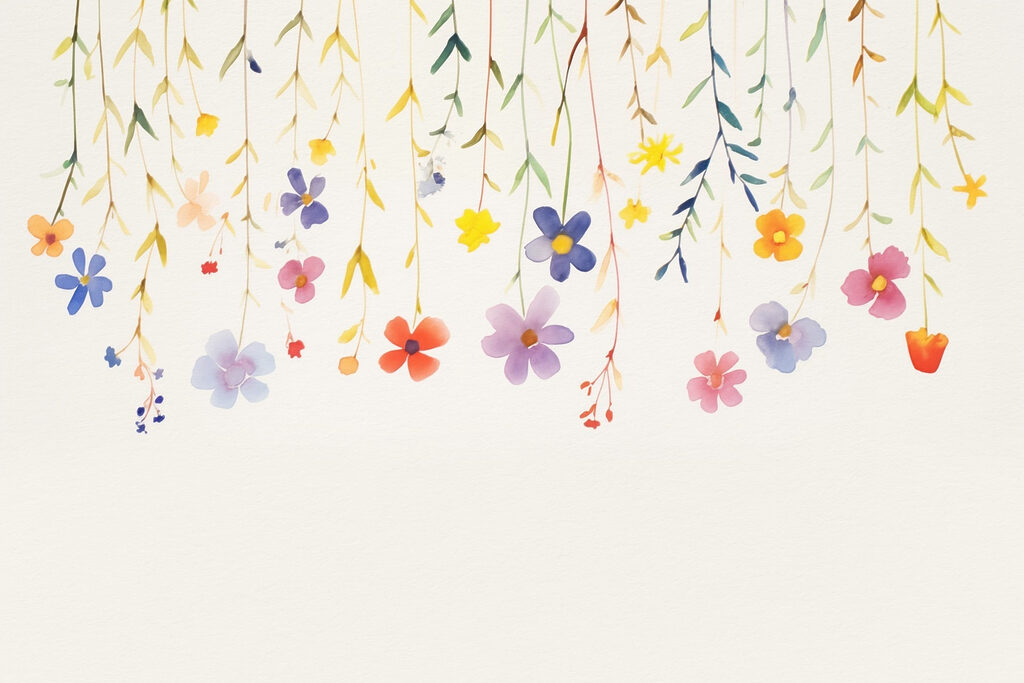 Aquarel van bloemen en bladeren Aquarel van bloemen en bladeren