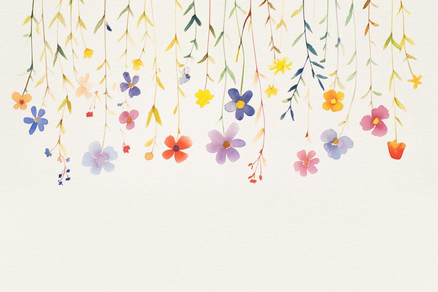 Aquarel van bloemen en bladeren Aquarel van bloemen en bladeren