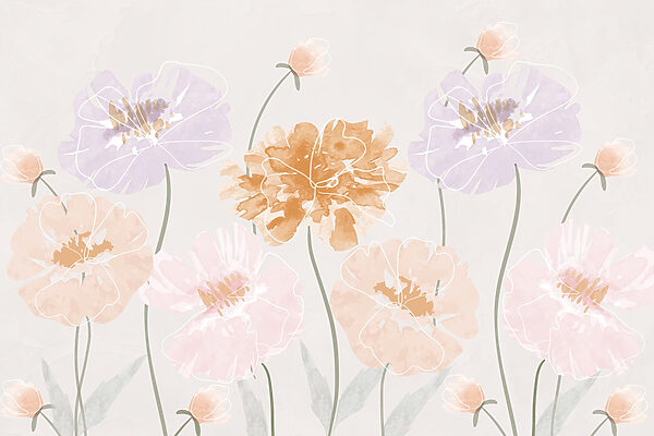 Groep bloemen met bladeren Groep bloemen met bladeren