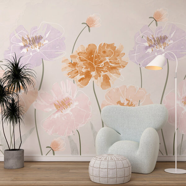 Groep bloemen met bladeren Groep bloemen met bladeren