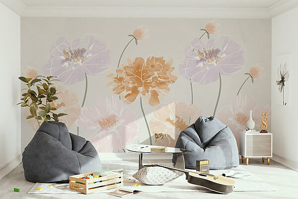 Groep bloemen met bladeren Groep bloemen met bladeren